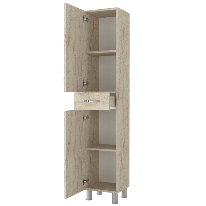 Hanah Home Mueble de Baño 2 Puertas 1 Cajón Selin Travertino Melamina 35x179x31.3cm